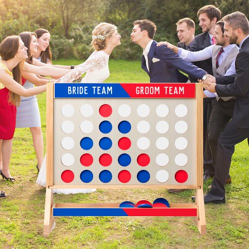 Bride Groom Teams Outdoor Wedding Huge Game Fast Four