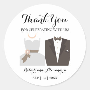 Bride & Groom  Thank You for Coming Wedding Classic Round Sticker