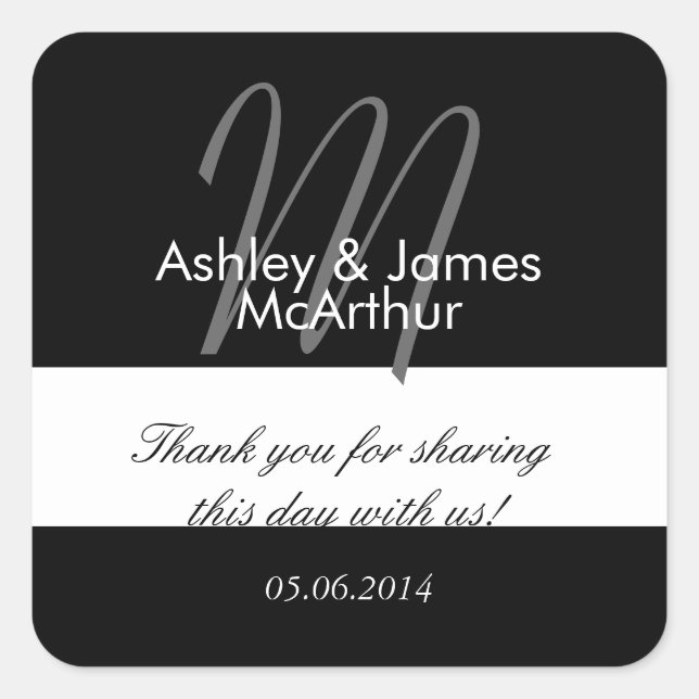 Bride Groom Thank You Wedding Favor Stickers (Front)