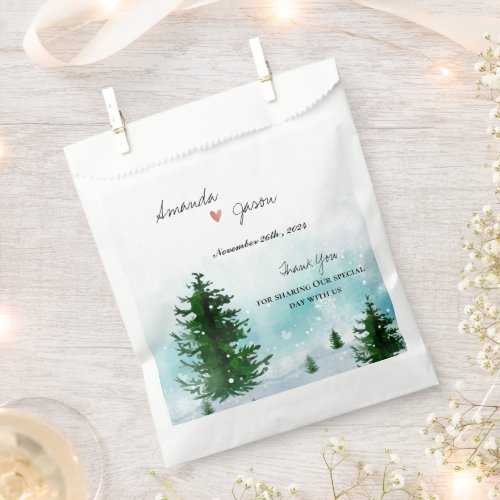 Bride Groom Thank You Winter Morning Wedding Party Favor Bag