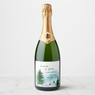 Bride Groom Thank You Winter Morning Wedding Sparkling Wine Label