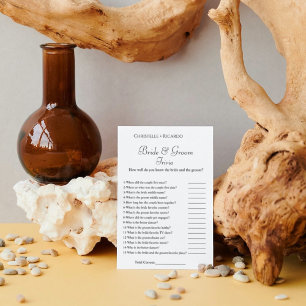 Bride & groom trivia bridal shower game card