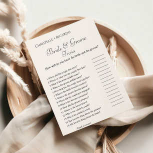 Bride & groom trivia bridal shower game Card