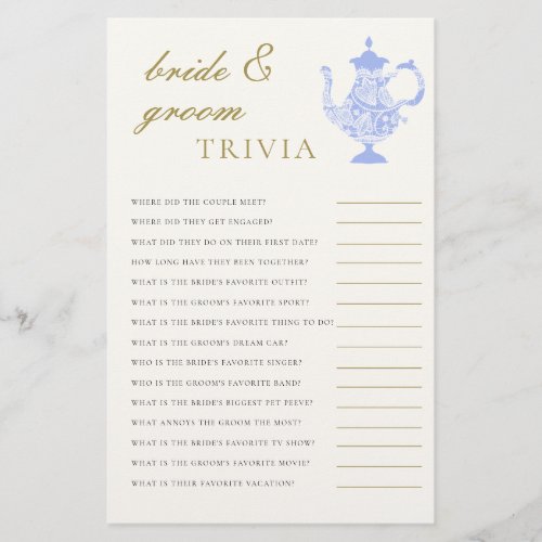 Bride Groom Trivia Bridal Tea China Lace Elegant Flyer