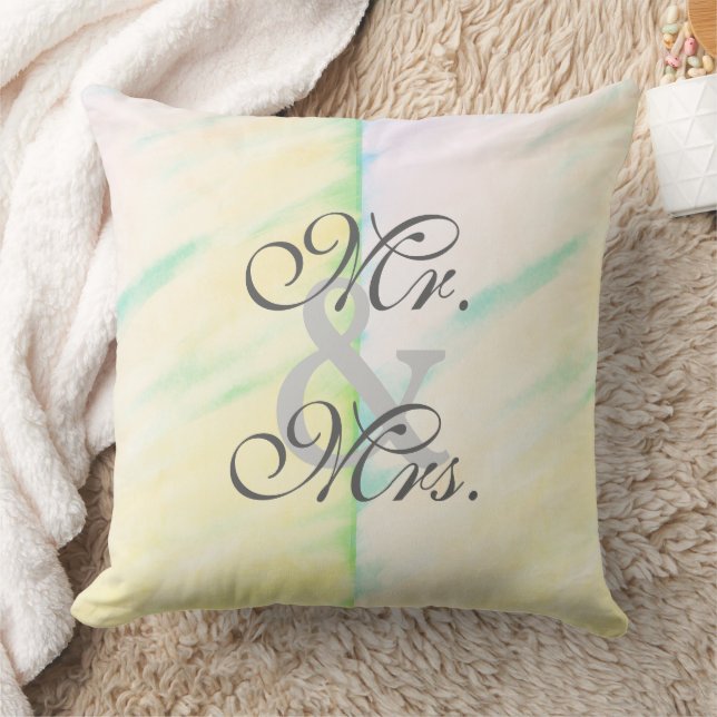 Bride Groom Tropical Watercolor Reversible Pillow (Blanket)