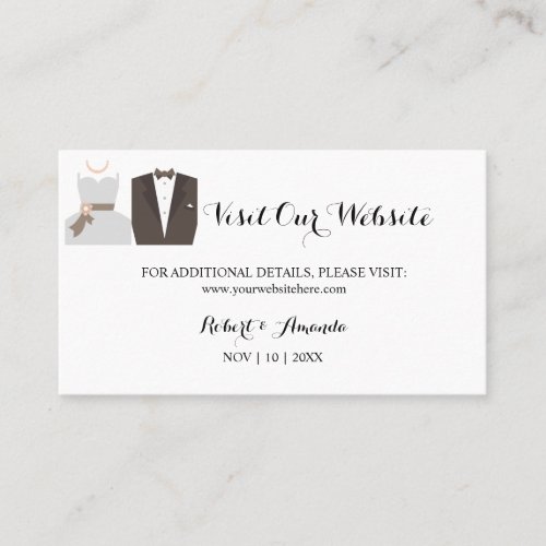 Bride  Groom Visit or Website Wedding insert card
