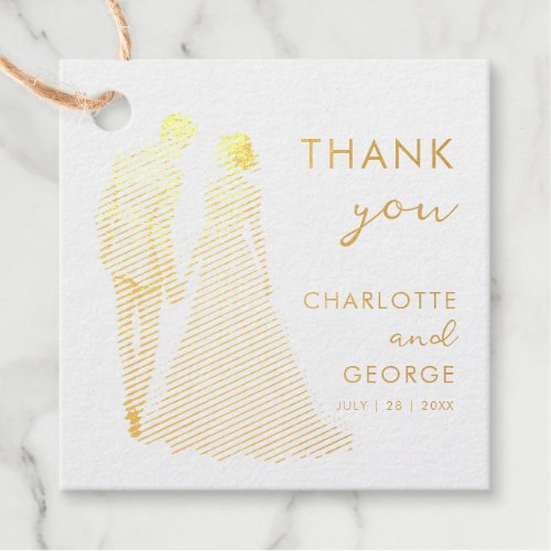 Bride Groom Watercolor Illustration wedding favors Foil Favor Tags