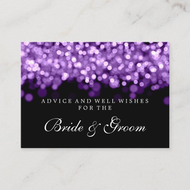 Bride & Groom Wedding Advice Card Purple Lights (Front)