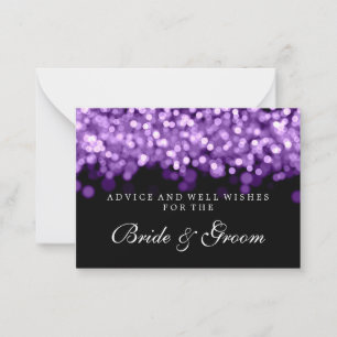 Bride & Groom Wedding Advice Card Purple Lights