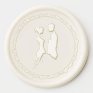 Bride Groom Wedding Bride and Groom Silhouette Wax Wax Seal Sticker