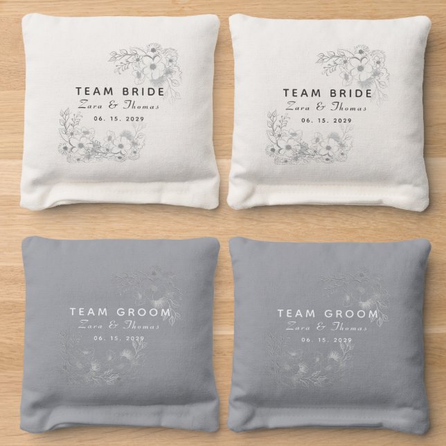 Bride & Groom Wedding Cornhole Bags (Wood)