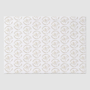 Bride Groom Wedding Date Gold Embossed Heart Tissu Tissue Paper