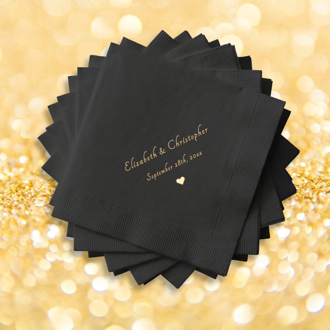 Bride Groom Wedding Date Monogram Party Cocktail Foil Napkins (Bride Groom Wedding Date Monogram Party Cocktail Foil Napkins)