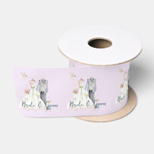 Bride & Groom Wedding Dress Satin Ribbon