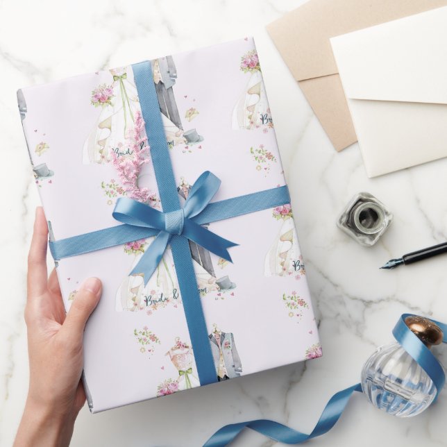 Bride & Groom Wedding Dress  Wrapping Paper (Gifting)