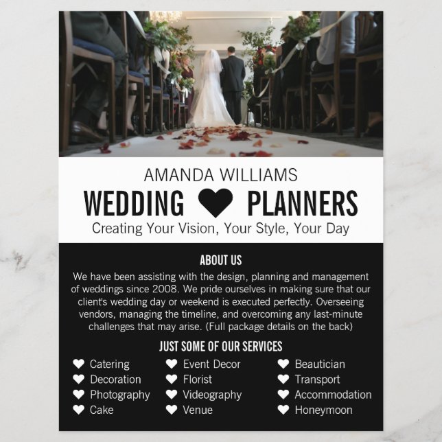 Bride & Groom, Wedding Event Planner Advertising Flyer (Front)