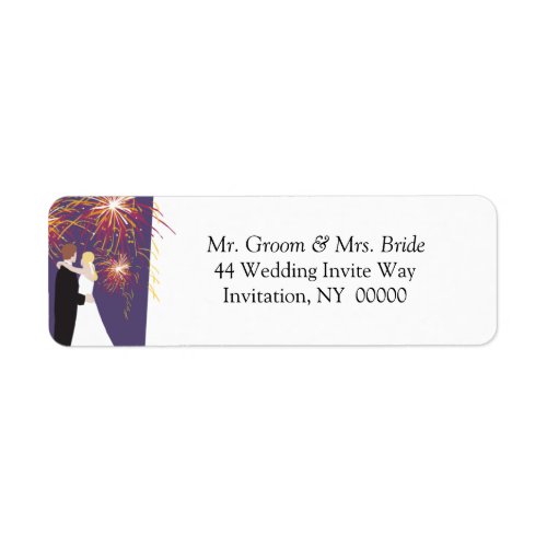 Bride Groom Wedding Fireworks Return Address Label