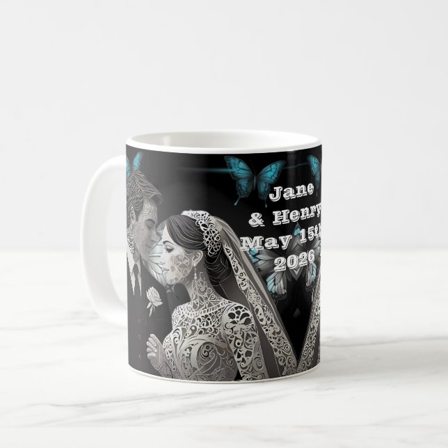 Bride & Groom Wedding Gift Ideas Coffee Mug (Front Left)