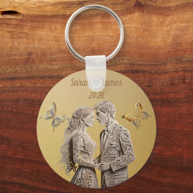 Bride & Groom Wedding Gifts Keychain (Front)