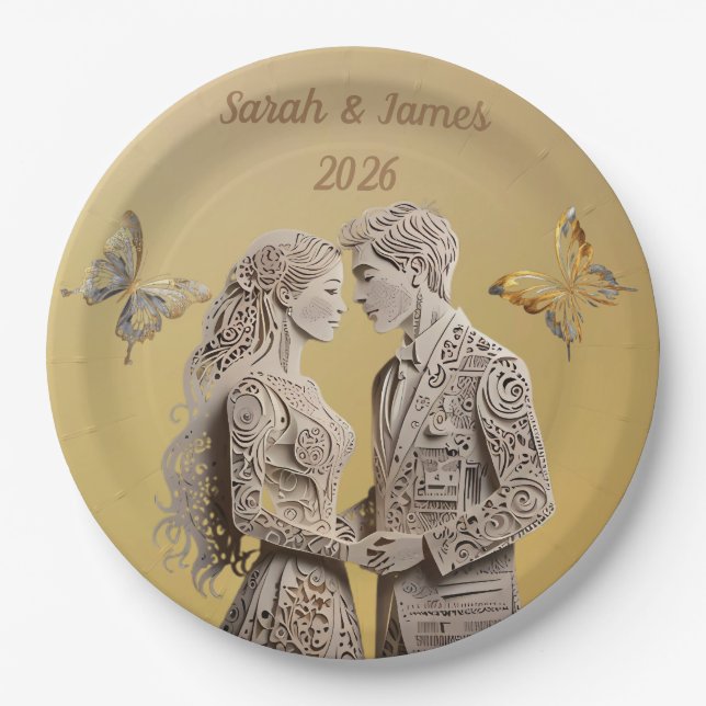 Bride & Groom Wedding Gifts Paper Plates (Front)