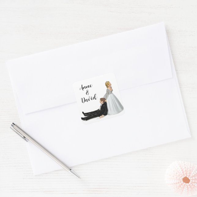 Bride & Groom Wedding Humor Square Sticker (Envelope)