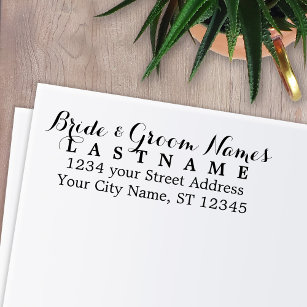 Bride Groom Wedding - Name and Return Address Self-inking Stamp