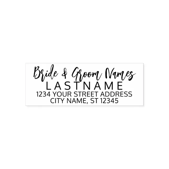 Bride Groom Wedding Name Return Address script Selfinking Stamp Zazzle
