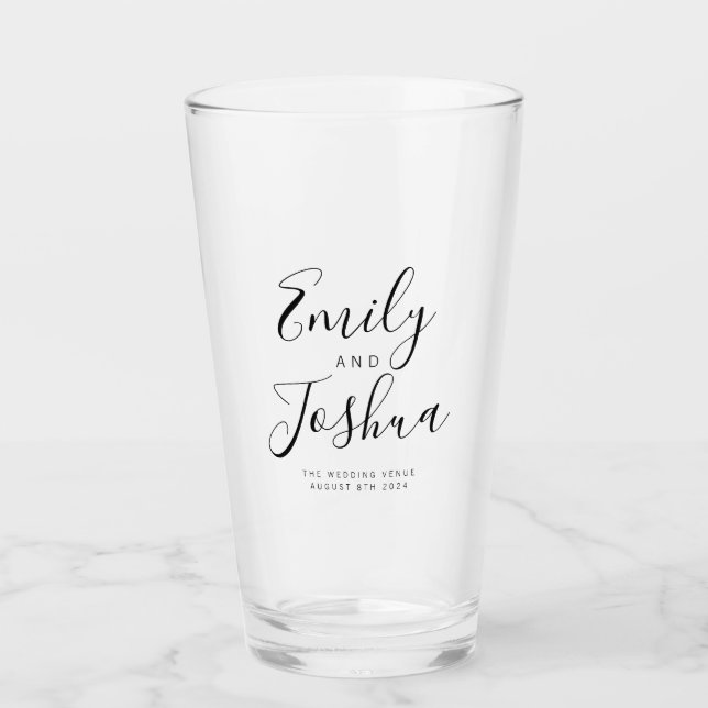 Bride & Groom Wedding Party Glass (Front)