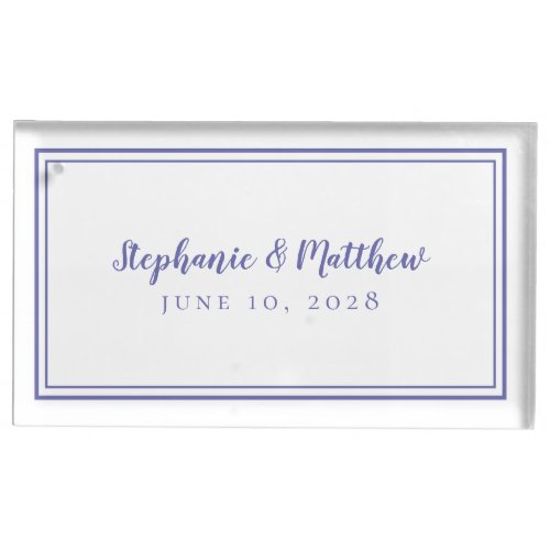 Bride  Groom Wedding Periwinkle Blue Chic Modern Place Card Holder