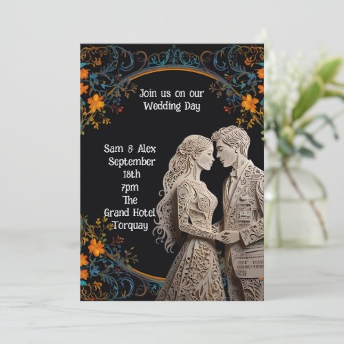 Bride  Groom Wedding Personalized  Invitation