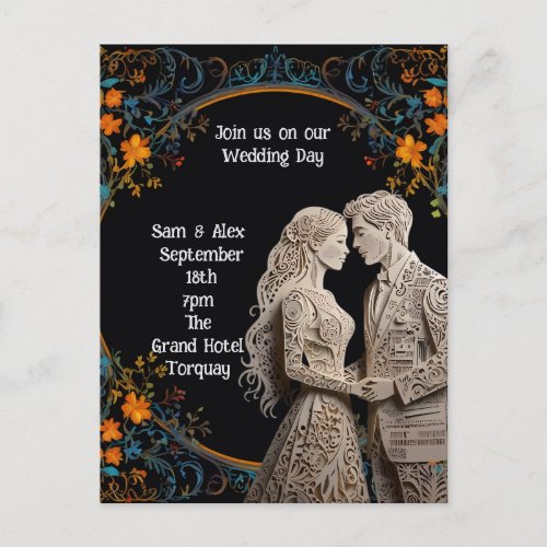 Bride  Groom Wedding Personalized  Postcard