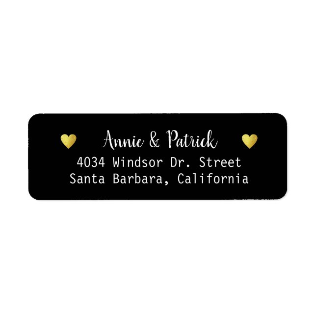 bride & groom wedding return address black label (Front)