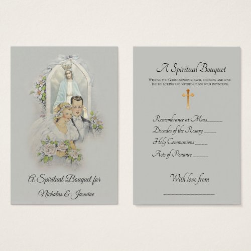 Bride  Groom Wedding Spiritual Bouquet Holy Cards