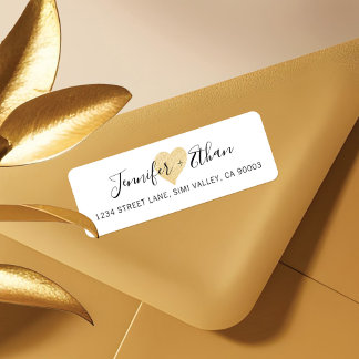Bride + Groom Wedding | Stylish Gold Love Heart Label