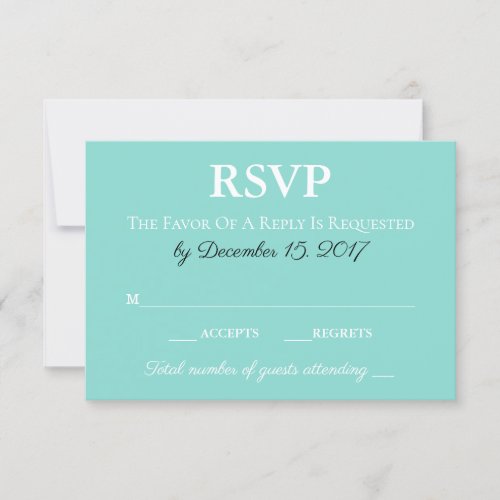 Bride  Groom Wedding Suite Traditional Teal Blue RSVP Card