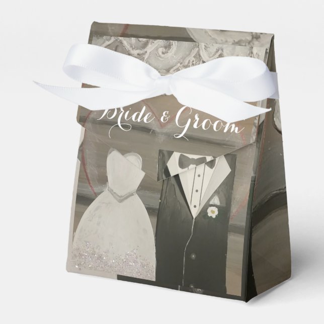 Bride & Groom Wedding Tent Favor Box (Front Side)