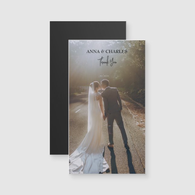 Bride Groom Wedding Thank You Magnetic Photo Card (Front/Back)