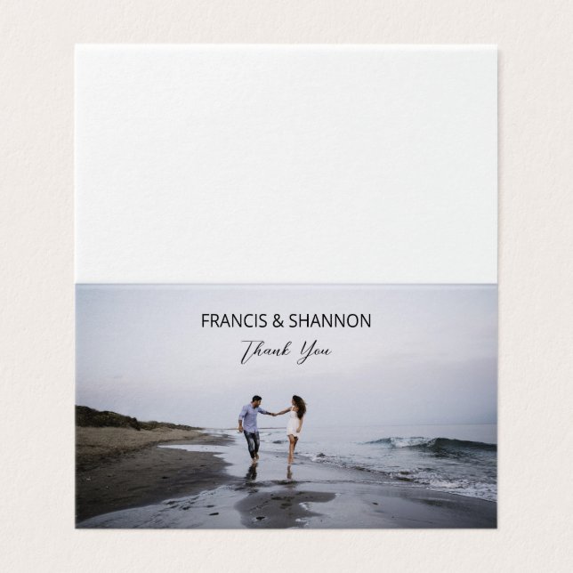 Bride Groom Wedding Thank You Photo Folded Card (Outside Unfolded)