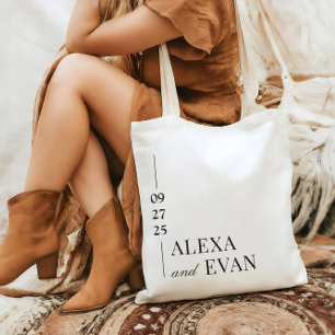 Bride + Groom Wedding Welcome Giveaway Tote Bag