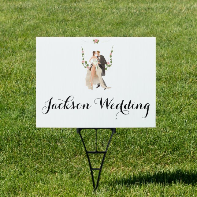 Bride & Groom Wedding Yard Sign (Insitu)