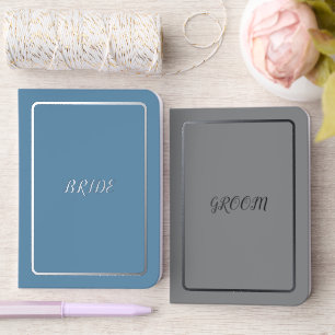 Bride & Groom White and Dark Gray Foil Vow Books