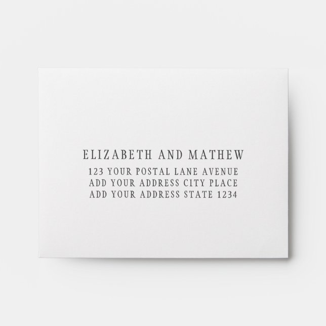 Bride & Groom White Charcoal RSVP Addressed Envelope (Front)