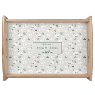 Bride & Groom White Lily Wedding Party Serving Tray