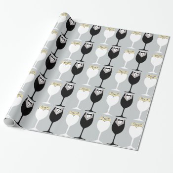 Bride & Groom Wineglasses Wrapping Paper by WeddingButler at Zazzle
