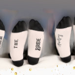 Bride & Groom with Wedding Date Bride's  Socks<br><div class="desc">Bride and Groom with Wedding Date Typography Wedding Party Socks Groom The Bride on Bottom Socks. Bride's custom socks,  Team Bride,   Wedding party gifts,  Wedding party socks,  Funny wedding party gift,  wedding humor,  team and name of bride,  unique wedding party gifts,  custom wedding party gifts</div>