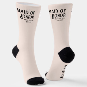 Bride & Groom with Wedding Date Maid of Honor Socks