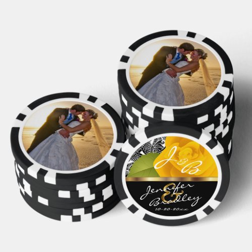 Bride  Groom Yellow Rose Wedding Design Poker Chips