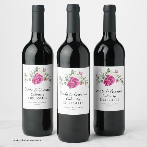 Bride  Grooms Culinary Delights Wine Label
