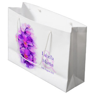 Bride groom's purple orchid wedding favor gift bag
