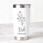 Bride Hand Scripted Name Floral Bachelorette Insulated Tumbler<br><div class="desc">Celebrate in style with our Name Hand Scripted Bachelorette Bridal Party Thermal Wine Tumbler. Featuring an elegant, personalized script design, this tumbler is perfect for keeping beverages at the ideal temperature during your bridal festivities. Crafted from high-quality, insulated materials, it’s as practical as it is chic. Ideal for bachelorette parties,...</div>